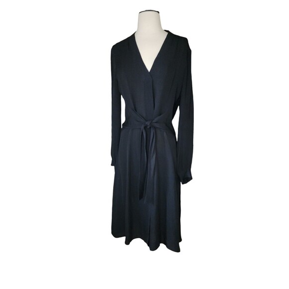 Kobi Halperin Silk Midi Dress Womens 8 Minimalist Old Money Black LS No Lining - Picture 1 of 8